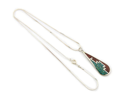 Navajo Necklace Sterling Silver Authentic Inlaid Gemstone Native American