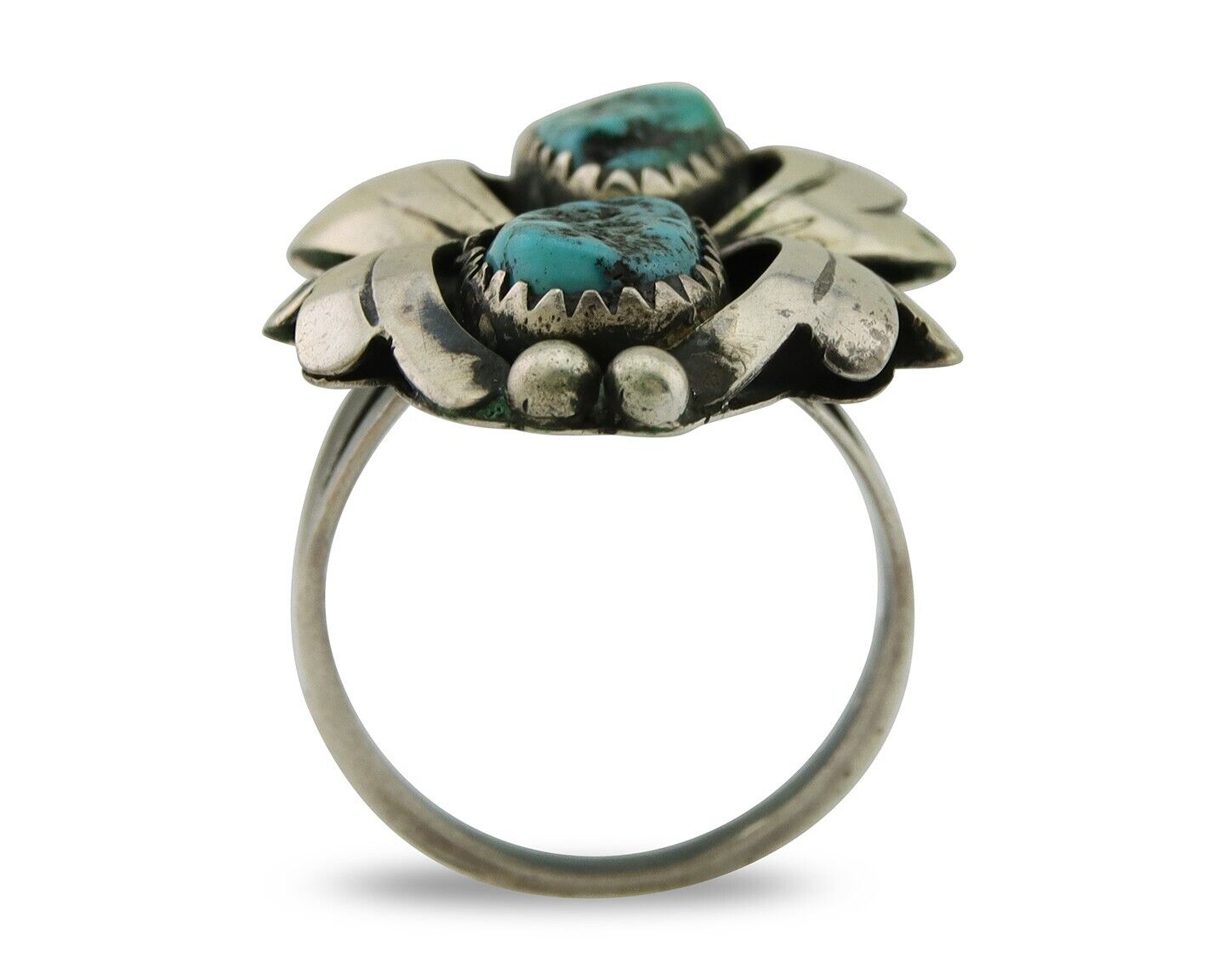 Navajo Ring 925 Silver Sea Foam Turquoise Native American Artist C.80's