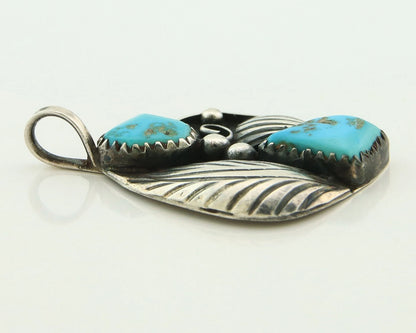 Navajo Pendant 925 Sterling Silver Natural Turquoise Vintage Artist Signed PM