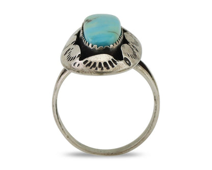 Navajo Ring 925 Silver Natural Blue Turquoise Native Artist Size 8.25 C.80's