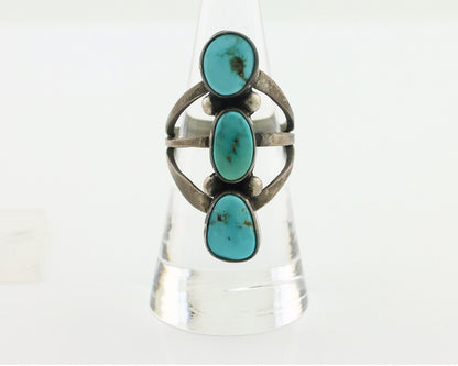 Navajo Ring 925 Silver Natural Blue Turquoise Native American Artist C.80's