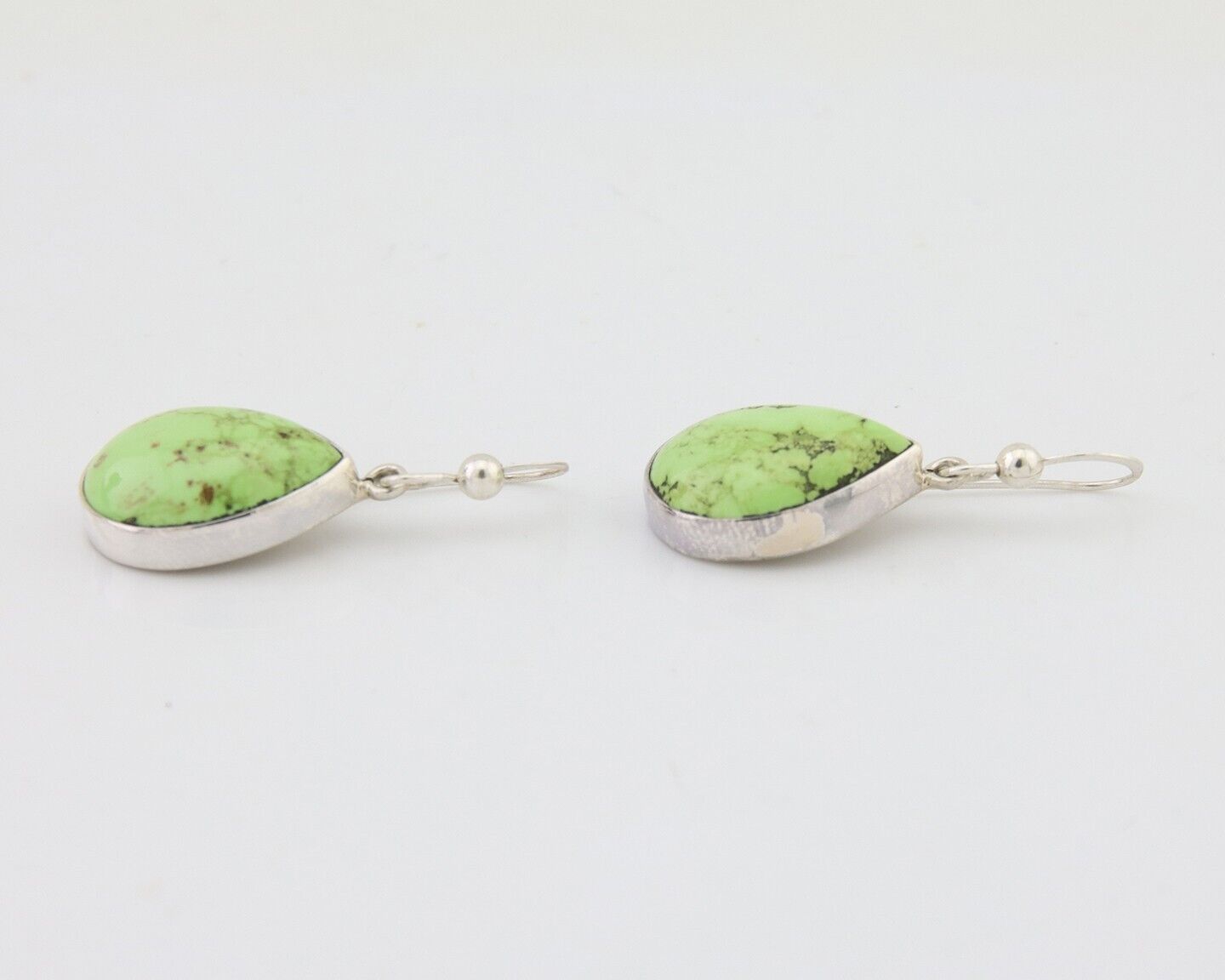 Navajo Dangle Earrings 925 Silver Natural Gaspeite Native Artist C.80's