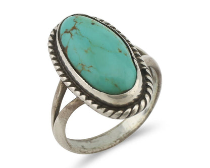 Navajo Ring .925 Silver Natural Kingman Turquoise Native American Artist C.80's