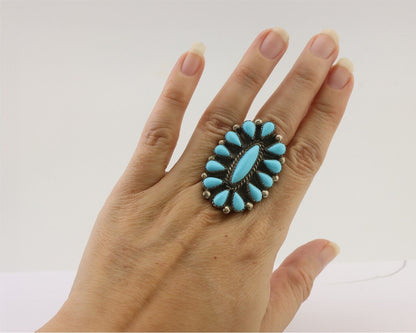 Navajo Ring 925 Silver Natural Blue Turquoise Native Artist Signed CL C.80's