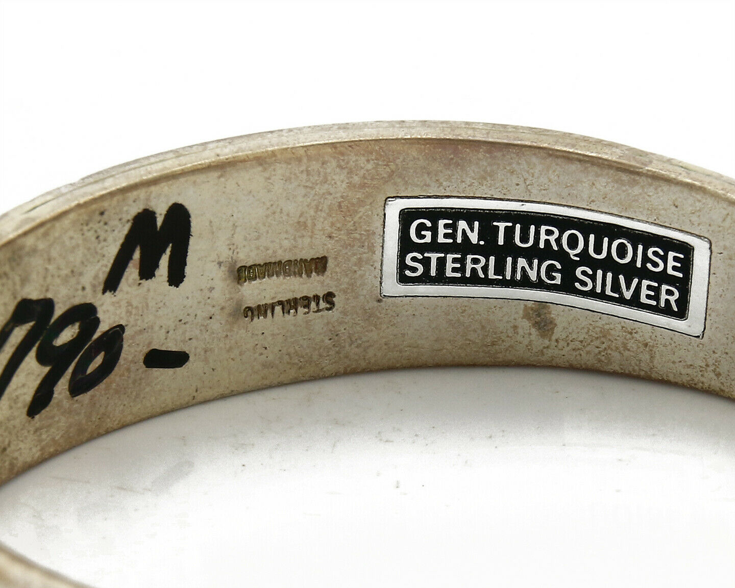 Early Artist David Freeland Inlaid Natural Gemstone .925 SOLID Silver Cuff