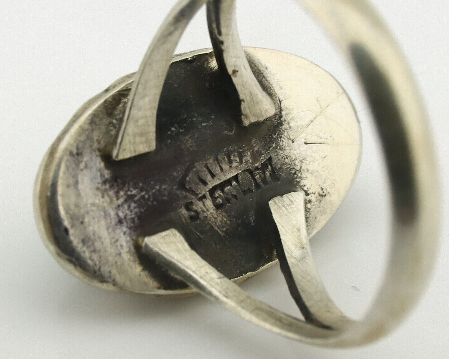 Navajo Ring .925 Silver Natural Turquoise Artist Signed Native American C.80's