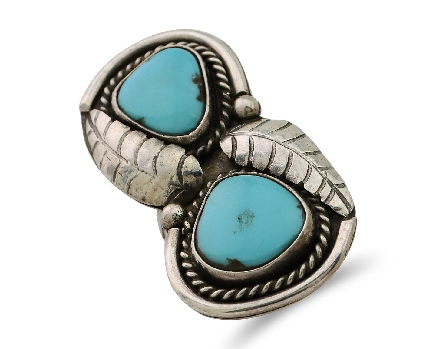 Navajo Handmade Ring 925 Silver Natural Tuquoise Native American Artist C.80's