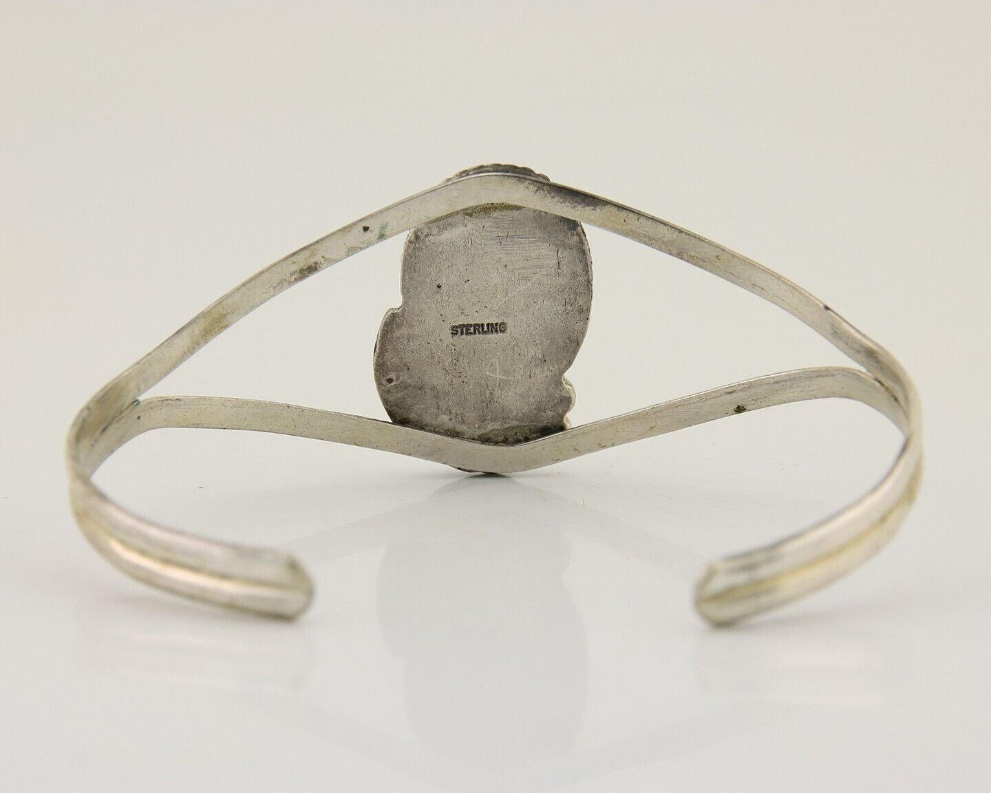 Navajo Hand Stamped Cuff Bracelet Turquoise 925 Silver Native American Artist