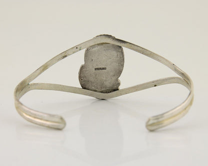 Navajo Hand Stamped Cuff Bracelet Turquoise 925 Silver Native American Artist