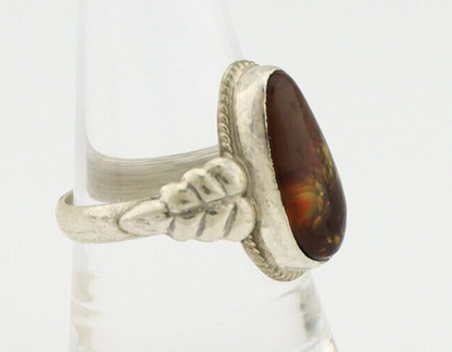 Navajo Handmade Ring 925 Silver Natural High Grade Fire Opal Native Artist C.80s