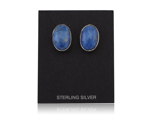 Navajo Dangle Earrings 925 Silver Denim Lapis Native American C.80's