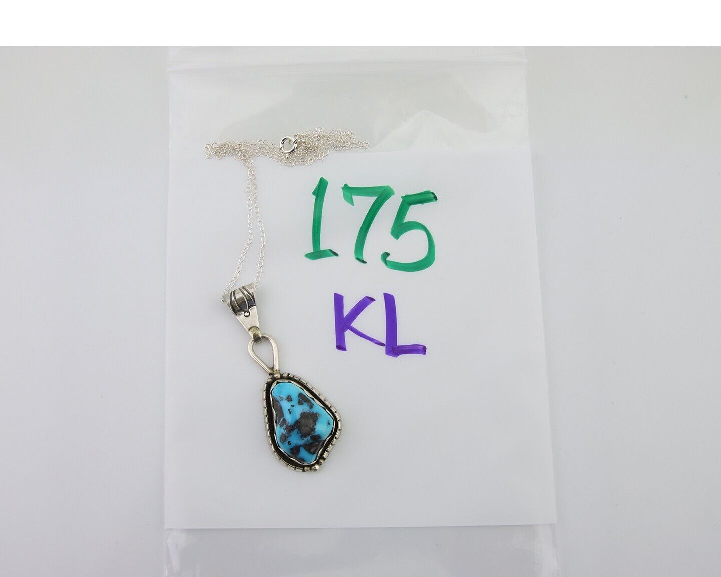 Navajo Necklace 925 Silver Natural Blue Turquoise Artist Tony Guerro C.80's
