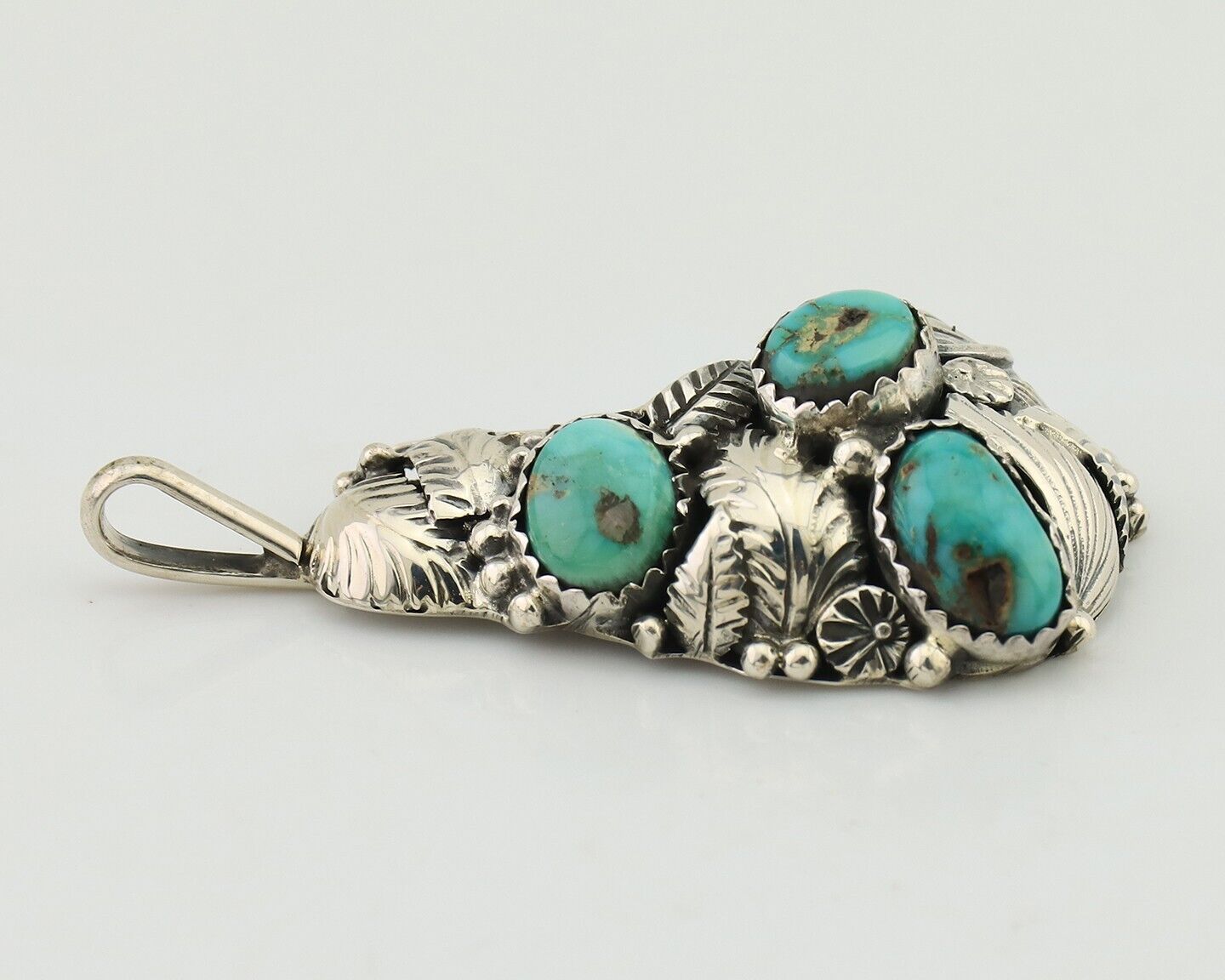 Navajo Pendant 925 Silver Natural Bisbee Turquoise Signed Tom Willeto C.80's