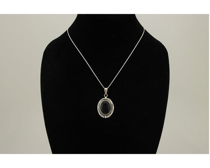 Navajo Pendant 925 Silver Natural Onyx Native American Artist Nancy Edtissy C80s