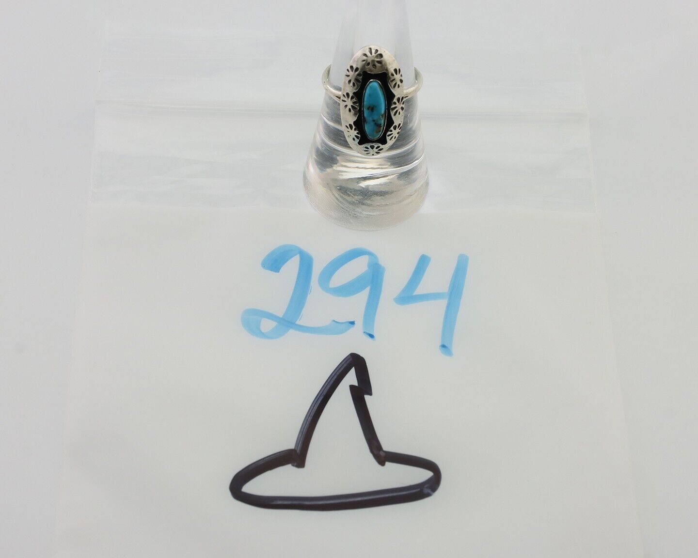 Navajo Ring 925 Silver Natural Blue Turquoise Native American Artist C.80's