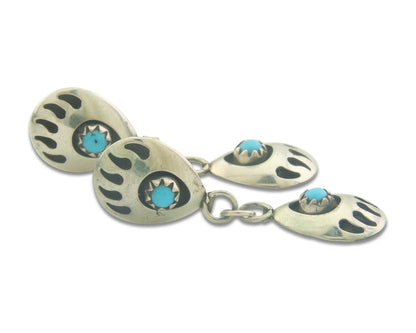 Navajo Earrings 925 Silver Natural Turquoise Native American Artist C80s