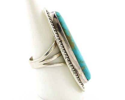 Navajo Ring 925 Silver Natural Mined Turquoise Artist Signed USA C.80s