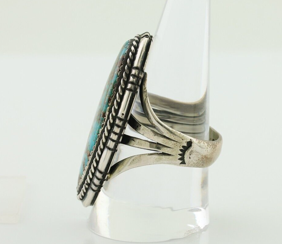 Navajo Handmade Ring 925 Silver Natural Turquoise Artist Signed TS C.80's
