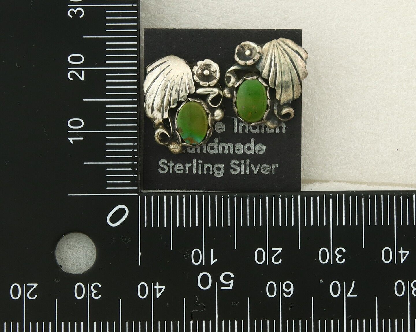 Navajo Earrings 925 Silver Royston Turquoise Native American Artist C.80's