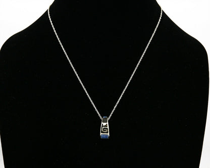 Navajo Inlaid Gemstone Pendant .925 Silver Handmade Signed Mouse Logo C.80's