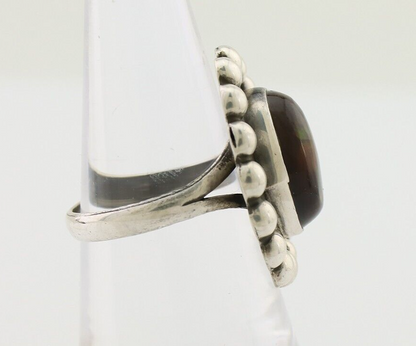 Navajo Handmade Ring 925 Silver Natural Fire Opal Native Artist Size 6.25 C.80's