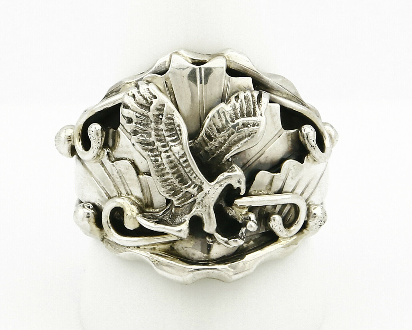 Navajo Eagle Ring .925 SOLID Silver & 12k GF Handmade Signed Artist S Circa 1980