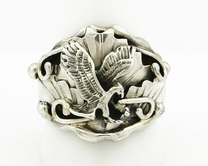 Navajo Eagle Ring .925 SOLID Silver & 12k GF Handmade Signed Artist S Circa 1980