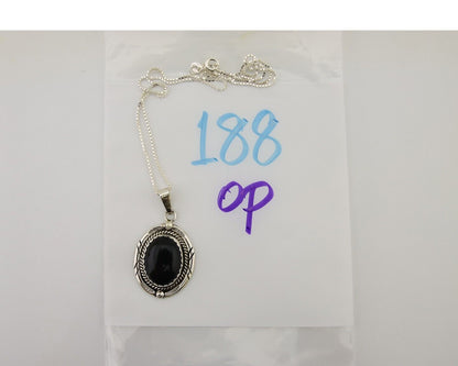 Navajo Pendant 925 Silver Natural Onyx Native American Artist Nancy Edtissy C80s