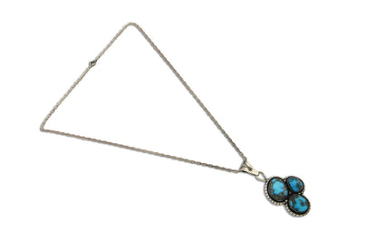 Navajo Necklace 925 Silver Morenci Turquoise Artist Signed Tony Guerro C.80's