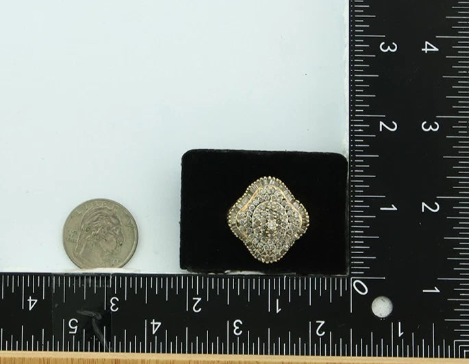 Natural Diamond Cluster Ring 10k Yellow Gold Ring Size 8.25