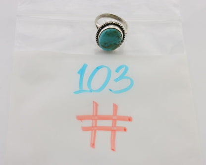 Navajo Ring 925 Silver Kingman Turquoise Native American Artist C.80's