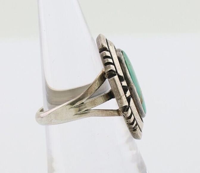 Navajo Ring 925 Silver Turquoise Signed William Denetdale Artist Sz 7.0 C.80's