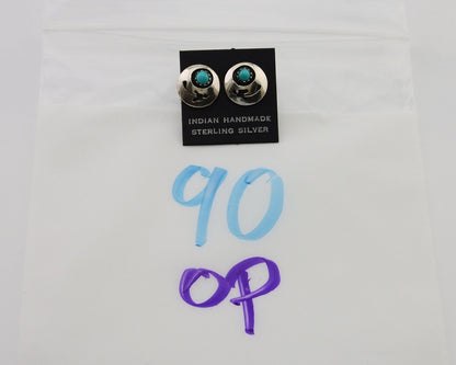 Navajo Handmade Earrings 925 Silver Turquoise Native American Artist C.80's
