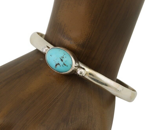 Navajo Cuff Bracelet 925 Silver Natural Blue Turquoise Native American C.80's