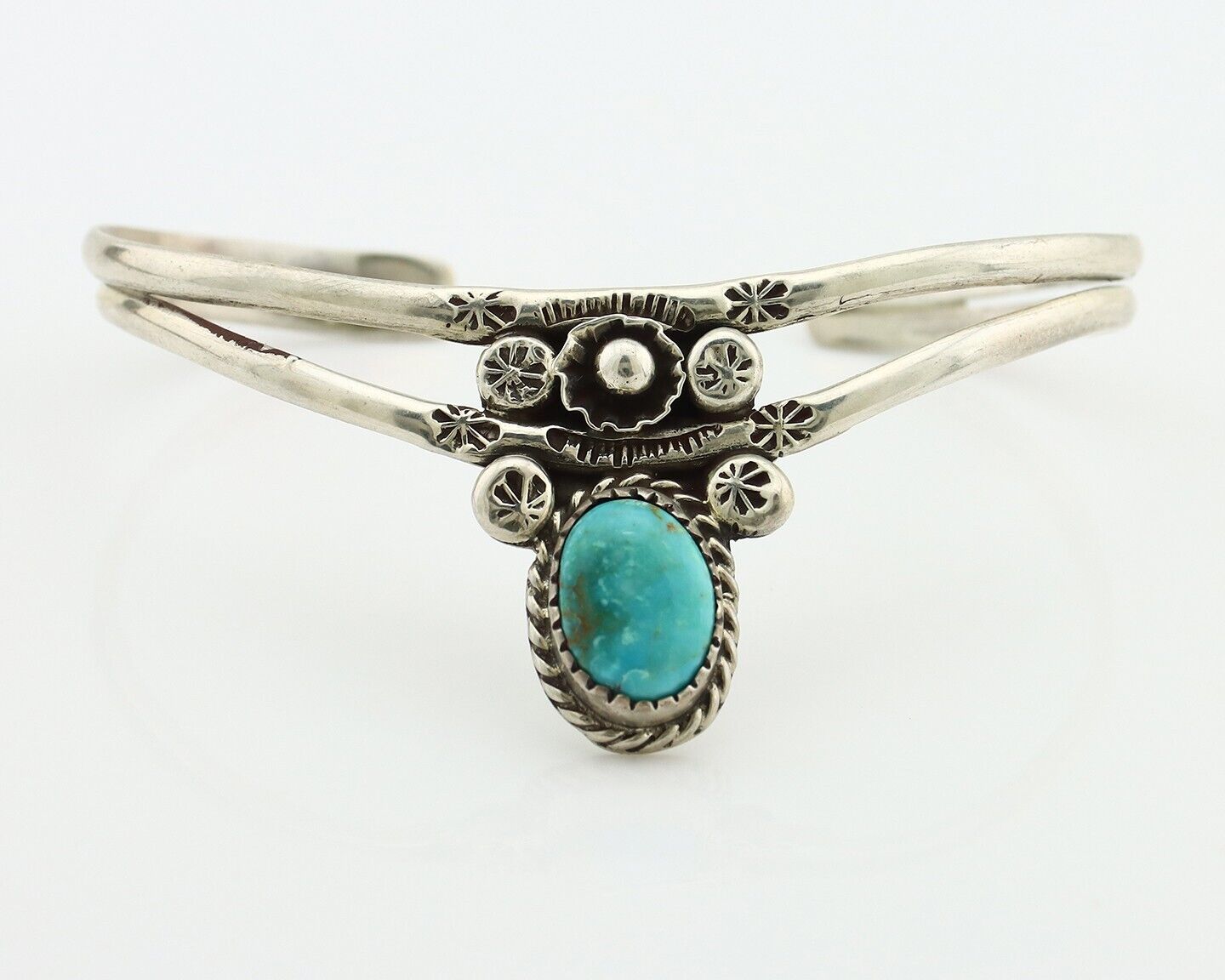 Navajo Bracelet 925 Silver Kingman Turquoise Artist Native American C.80's