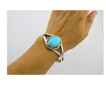 Navajo Bracelet 925 Silver Cuff Turquoise Handmade Artist Signed MM Rogers C80's