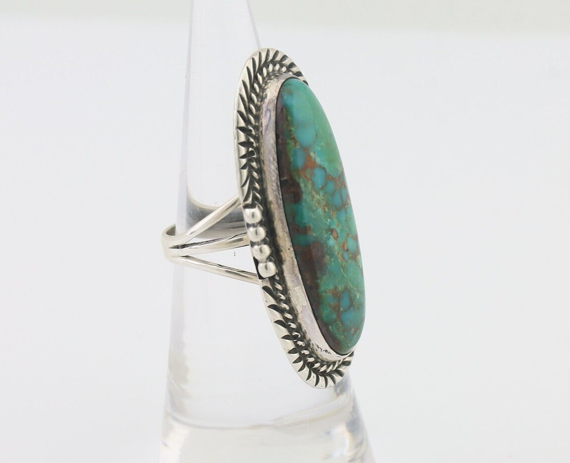 Navajo Ring 925 Silver Blue Turquoise Artist Signed William Denetdale C.80's