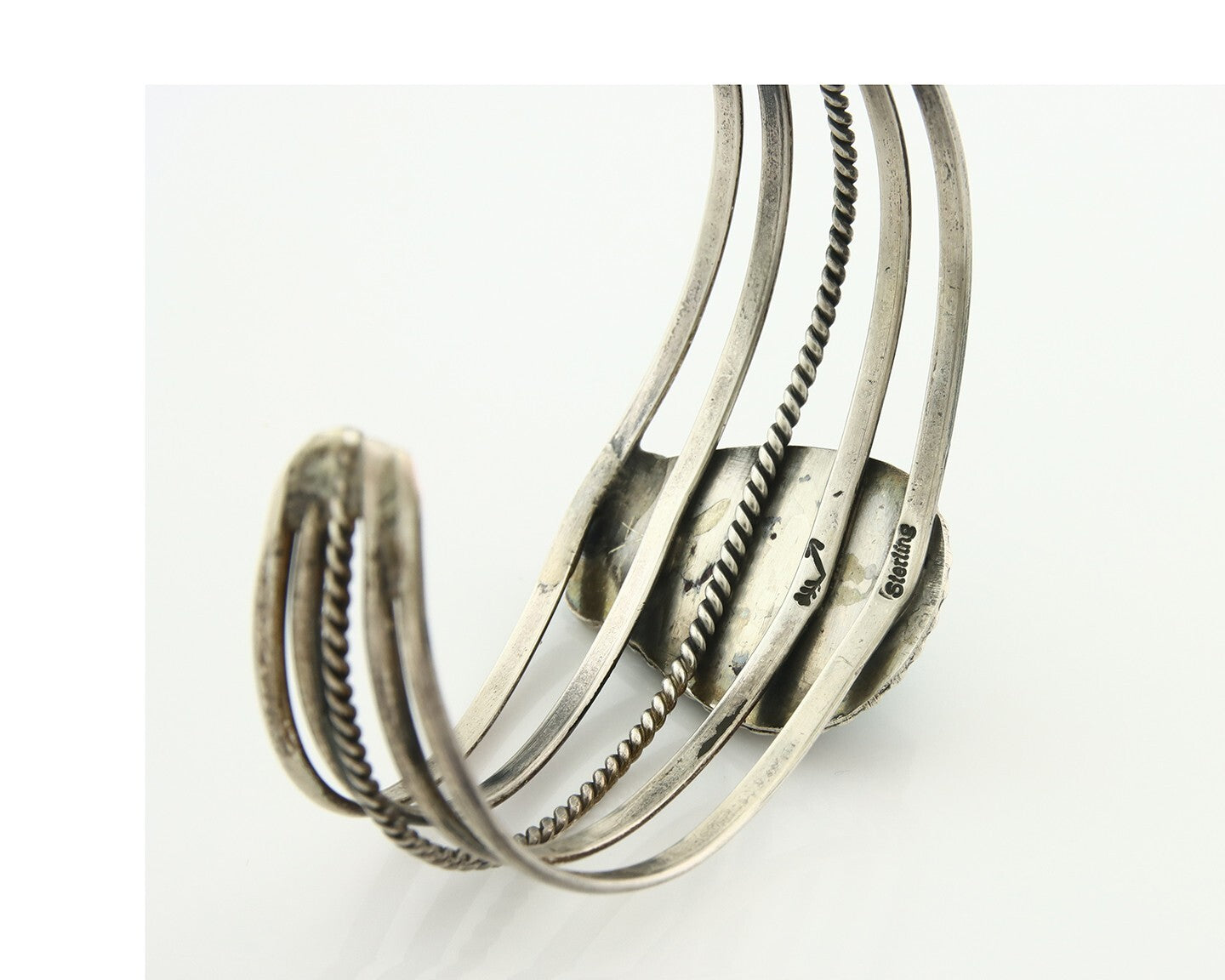 Vintage Navajo Bracelet 925 Silver Blue Turquoise Signed Kay Johnson