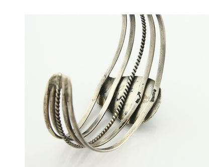 Vintage Navajo Bracelet 925 Silver Blue Turquoise Signed Kay Johnson
