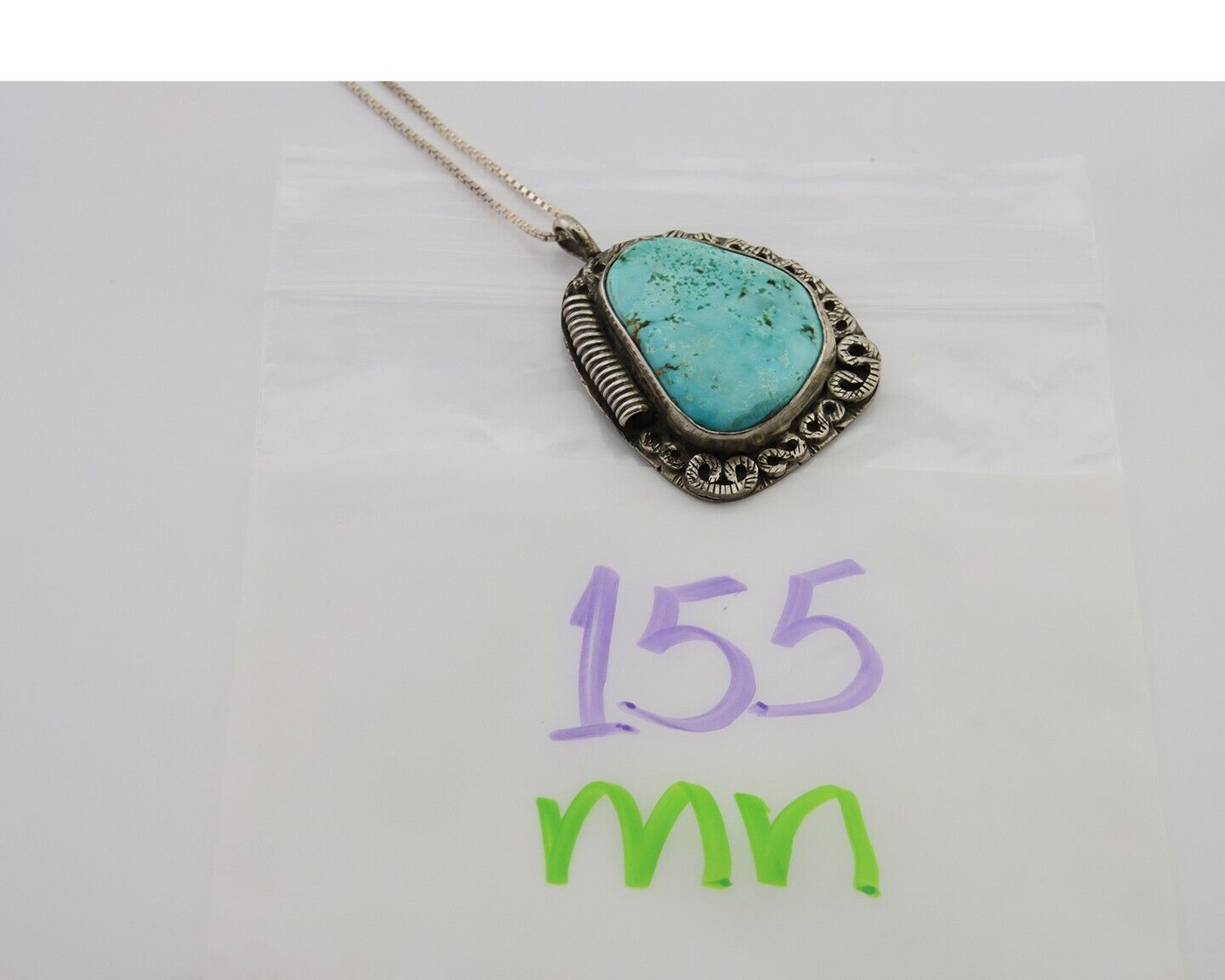 Navajo Pendant 925 Silver Turquoise Native Artist Signed The Blue Indian 1995