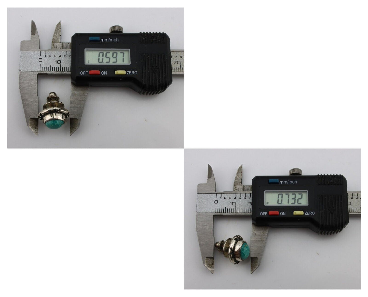 Navajo Tie Tack 925 Silver Natural Mined Turquoise Native American Artist C.80's