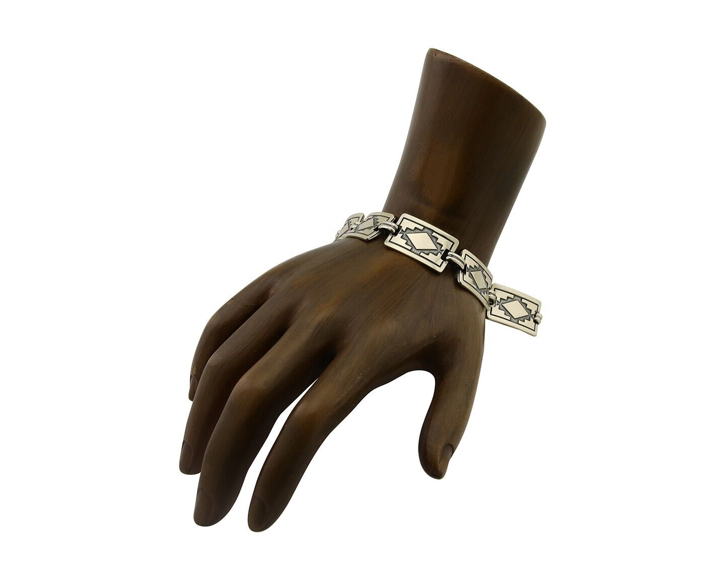 Navajo Hamdmade Link Bracelet 925 Silver Native American Artist C.80's
