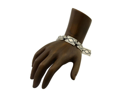 Navajo Hamdmade Link Bracelet 925 Silver Native American Artist C.80's