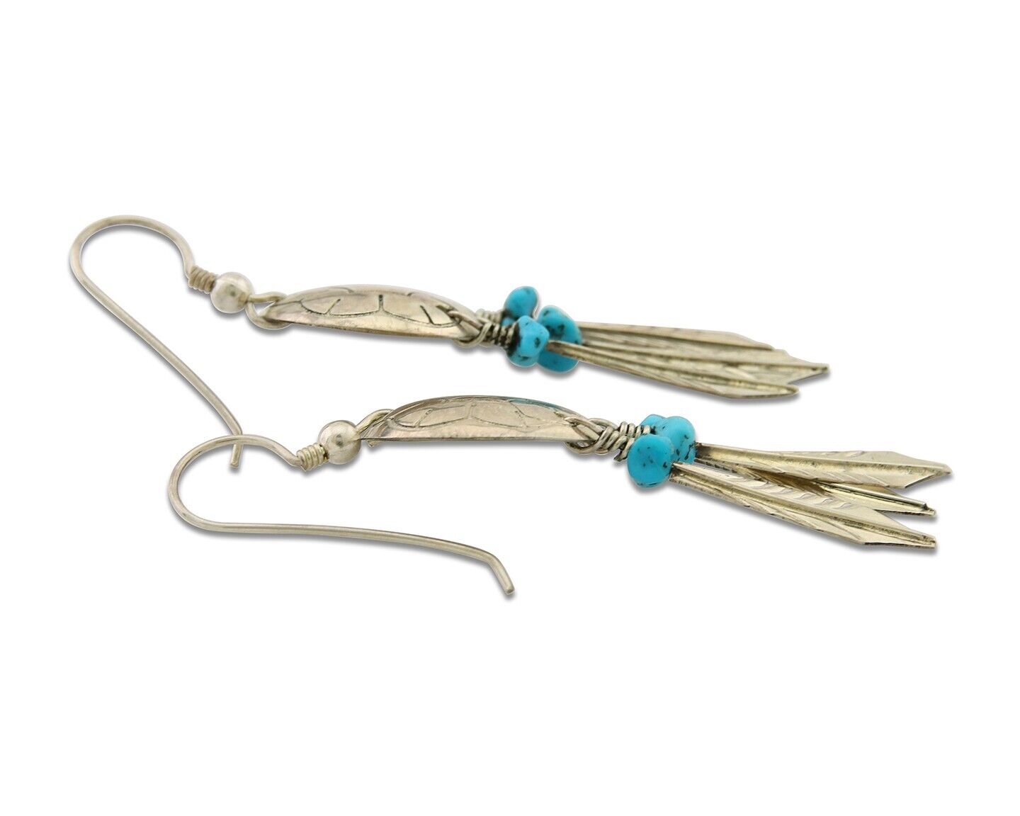 Navajo Earrings 925 Silver Dream Catcher Natural Turquoise Native Artist C.80's