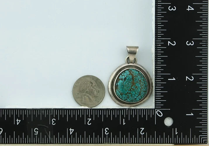 Navajo Pendant 925 Sterling Silver Natural Turquoise Handmade Vintage Artist