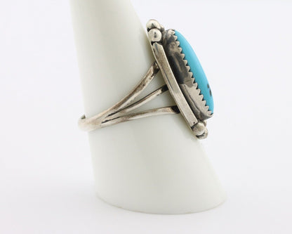 Navajo Ring .925 Silver Sleeping Beauty Turquoise Signed SkyStone Creations C80s