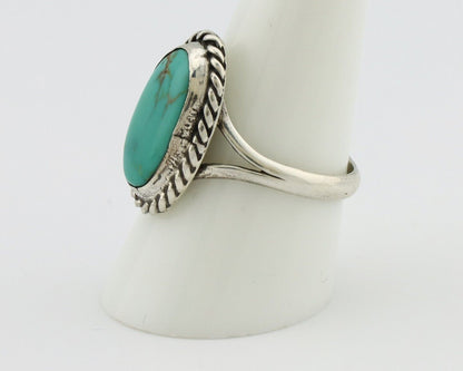 Navajo Ring 925 Silver Kingman Turquoise Native American Artist C.80's