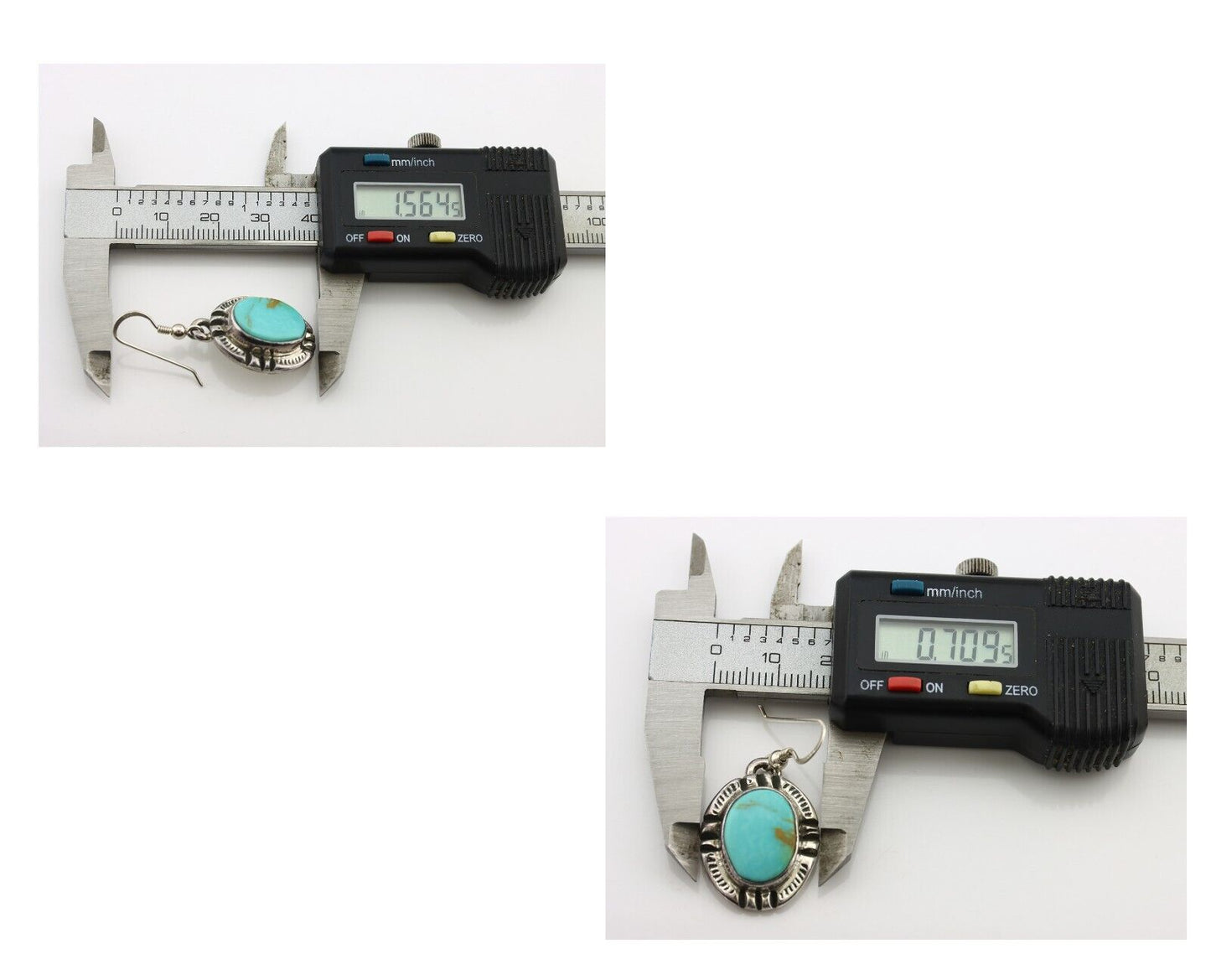 Navajo Handmade Earrings 925 Silver Natural Arizona Turquoise Signed Gecko C.80s