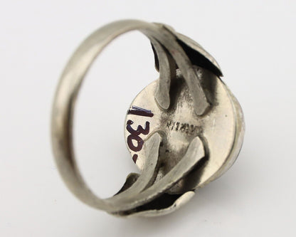 Navajo Handmade Ring 925 Silver Natural High Grade Fire Opal Native Artist C.80s