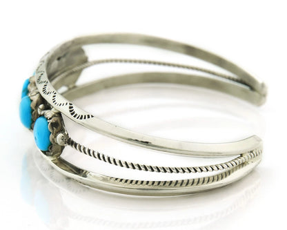 Navajo Cuff Bracelet 925 Sterling Silver Turquoise Handmade Vintage Signed R